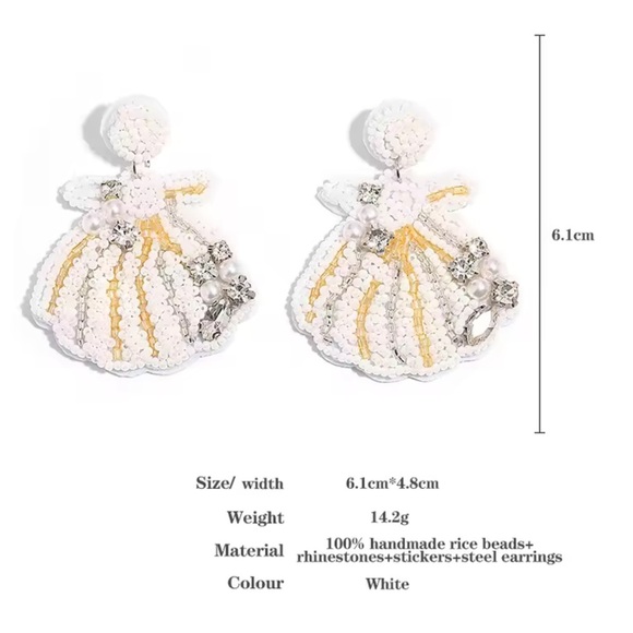 Seashell Pearl Beaded Earrings - Picture 6 of 6